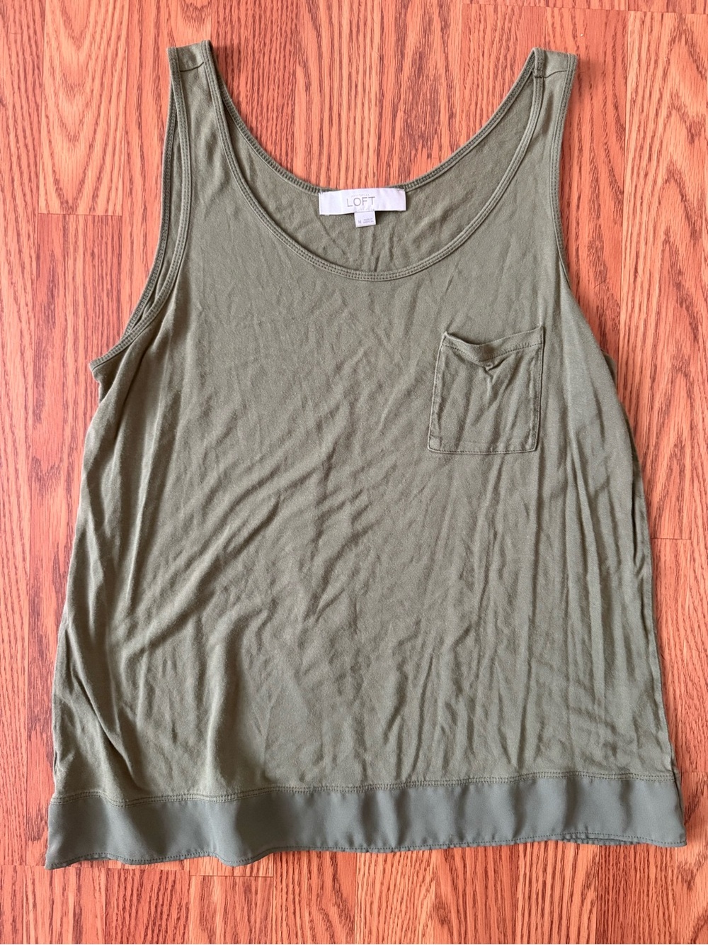 LOFT Olive Tank Top with Chest Pocket